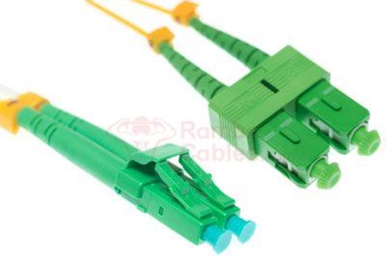 15 M LC-APC to SC-APC  9/125 Singlemode Duplex Fiber Patch Cable - OS2  RamboCables.com