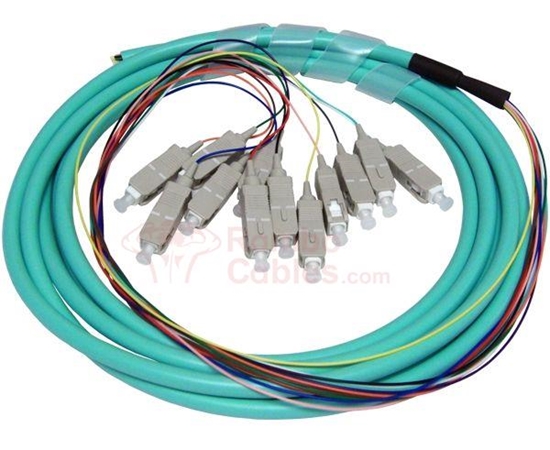 SC 3 Meter Fiber Optic Pigtail - 12 Strand Multimode - 10 Gig 50/125 OM3  RamboCables.com