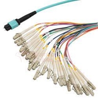 24Fibers 0.5 M L-com MPO w/Pins to LC Fan-out - OM4 50/125 - Flex Boot - ONFR  RamboCables.com