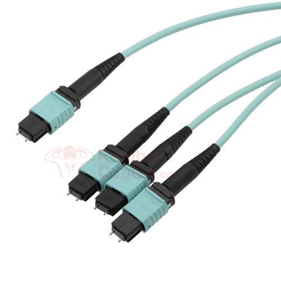 OM3 1 M L-com 24 Fiber MPO w/Pins to 3x8 Fiber MPO w/Pins - 50/125 Multimode - LSZH  RamboCables.com